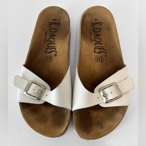 K. Daques “Madrid” Style Sandals in White Leather Size 40